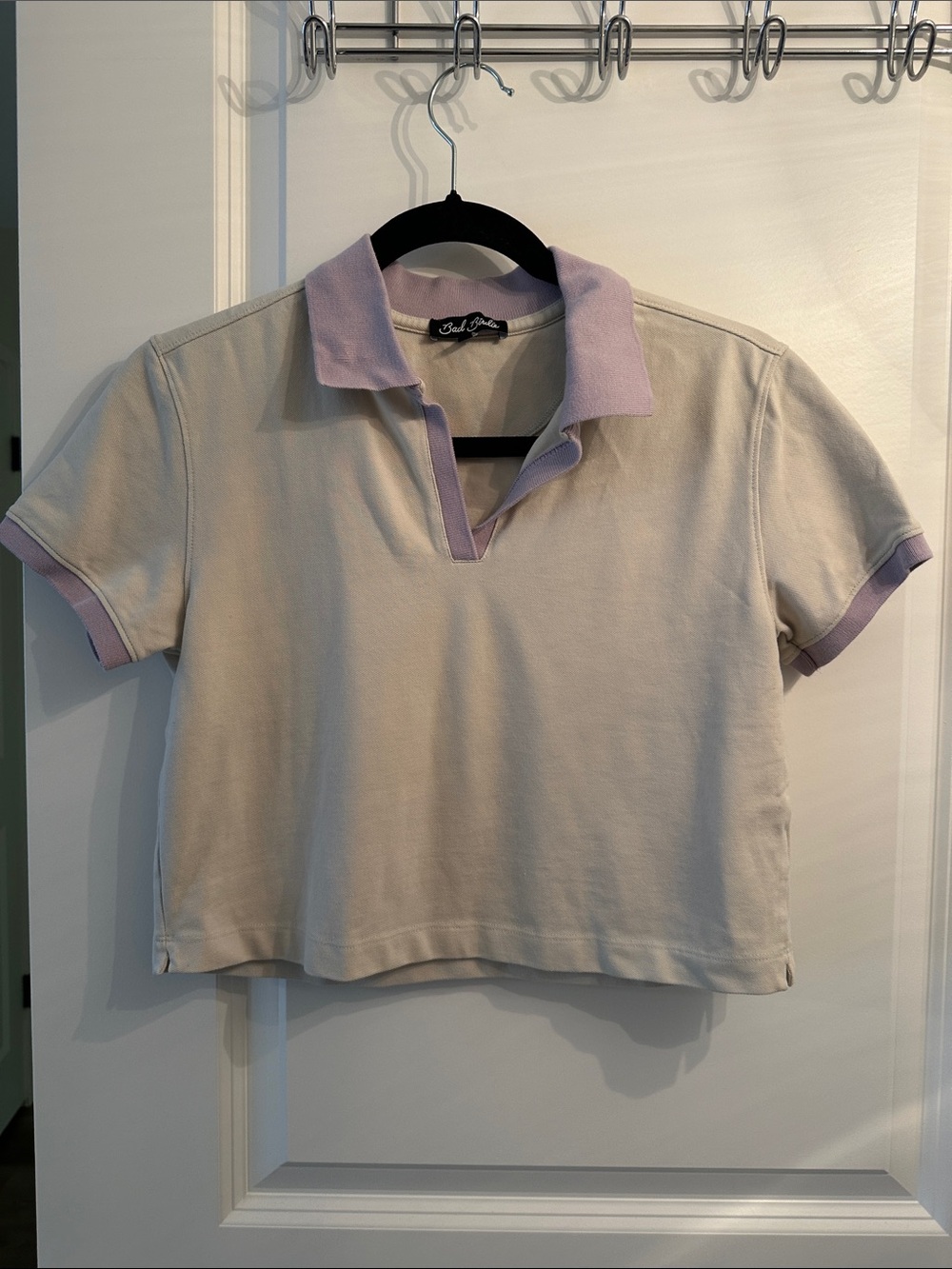 Bad Birdie Golf Cropped Polo Top with Lilac Trim